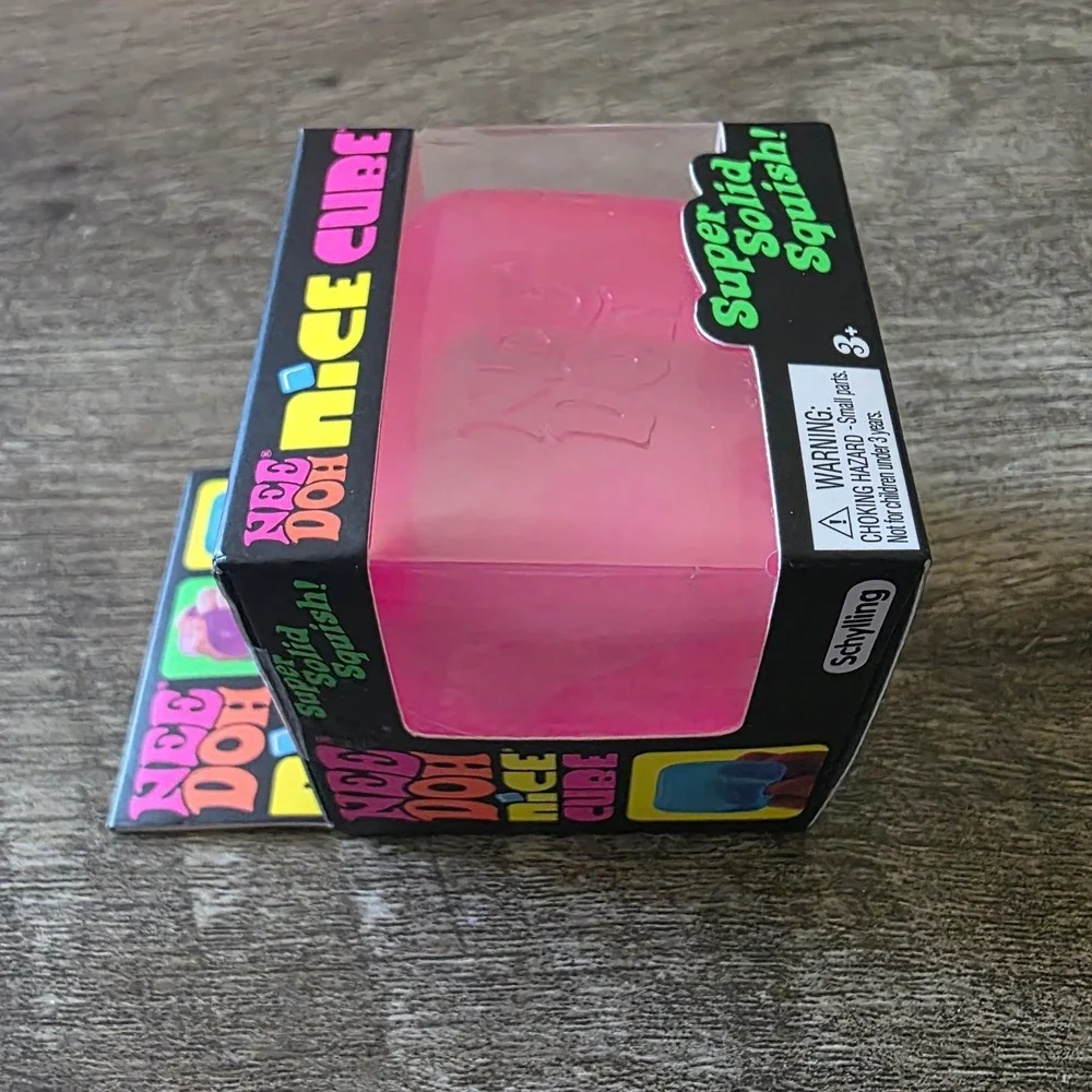 Schylling NeeDoh Nice Cube Pink Super Solid Squish Sensory Fidget Toy New